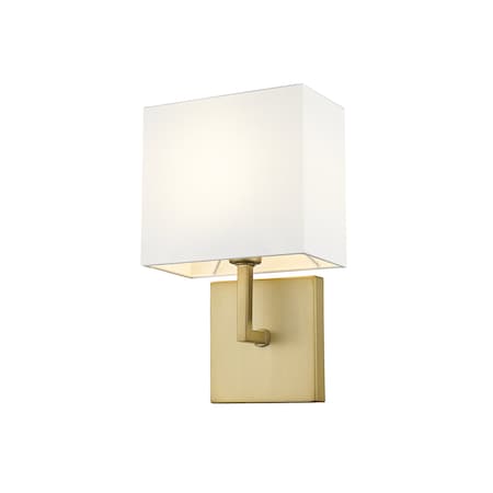 Z-Lite Saxon 1 Light Wall Sconce, Olde Brass & White 815-1S-OBR